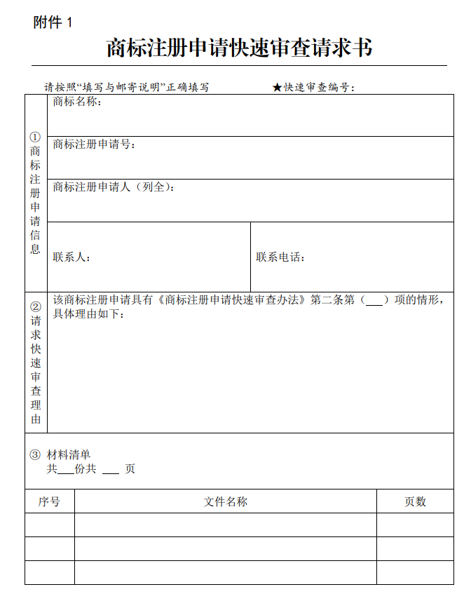 商标注册申请快速审查办法